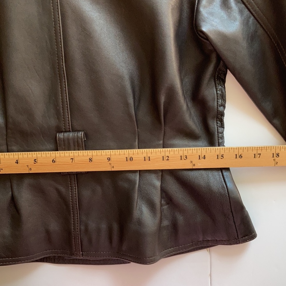 Chocolate Brown Leather Belted Jacket - Picture 14 of 16